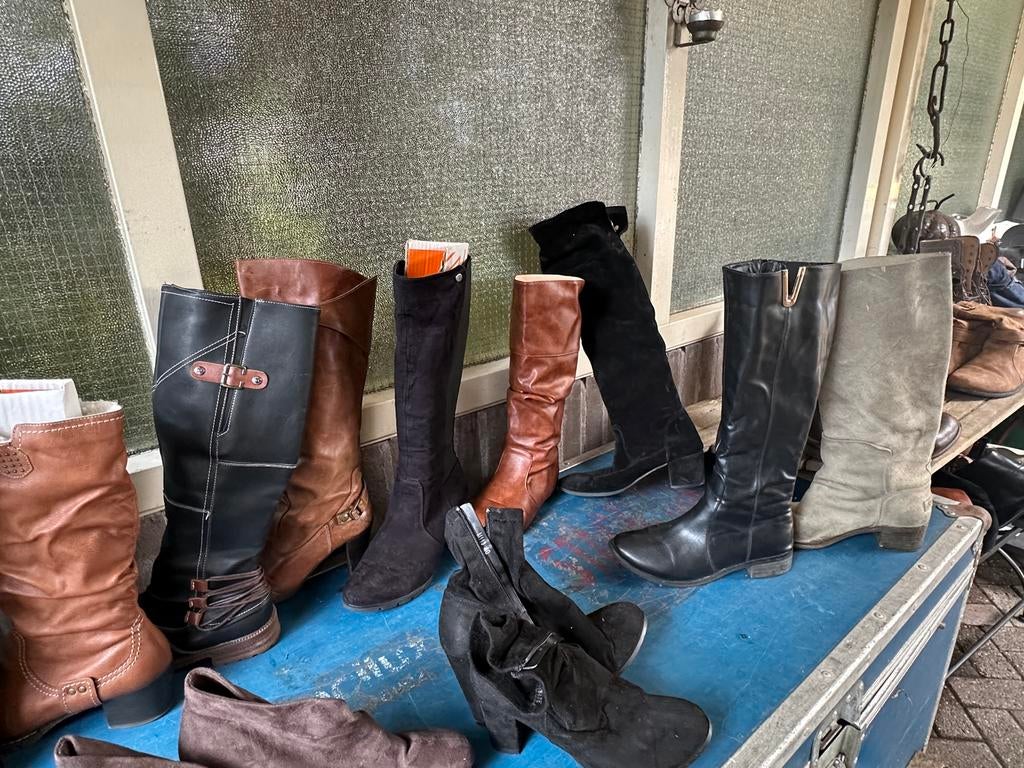 Diverse collectie laarzen en schoenen, Kleding | Dames, Ophalen, Hoge laarzen, Zwart, Gedragen