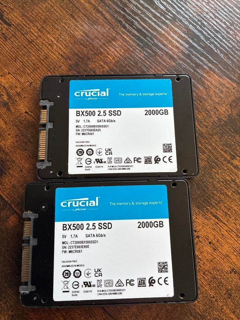 ≥ Crucial BX500 2TB SSD (2 stuks) — Harde schijven