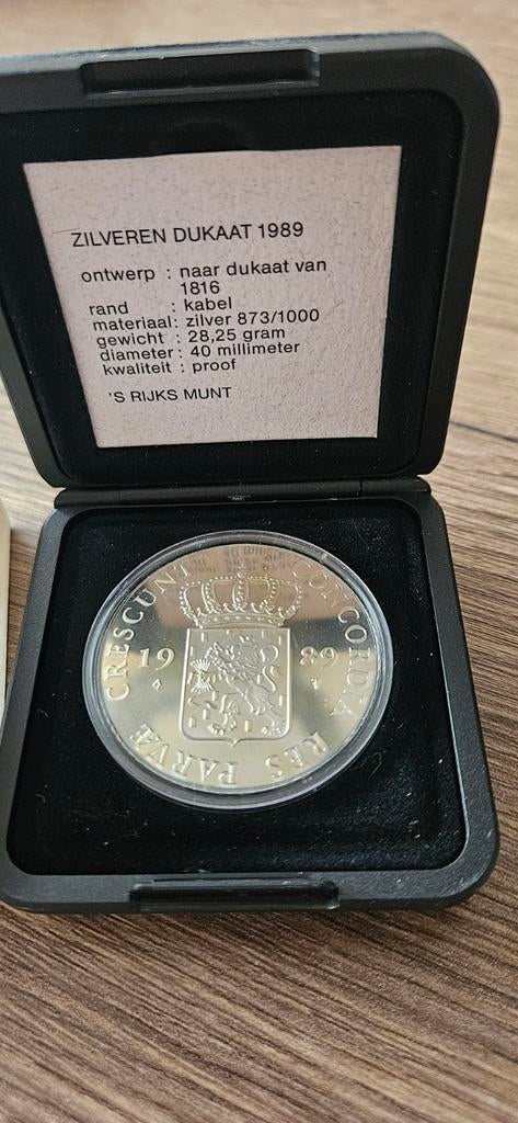 Zilveren Dukaat 1989 proof in orginele doosje, Koningin Beatrix, Zilver, Losse munt, Overige waardes