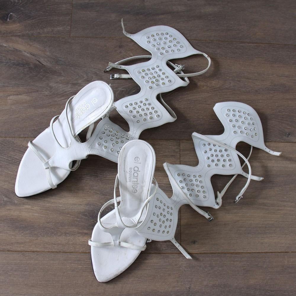 Prachtige Leren El Dantes Sandalen - s5 (Maat 38) € 70,-, Kleding | Dames, Schoenen, Wit, El Dantes, Zo goed als nieuw, Sandalen of Muiltjes