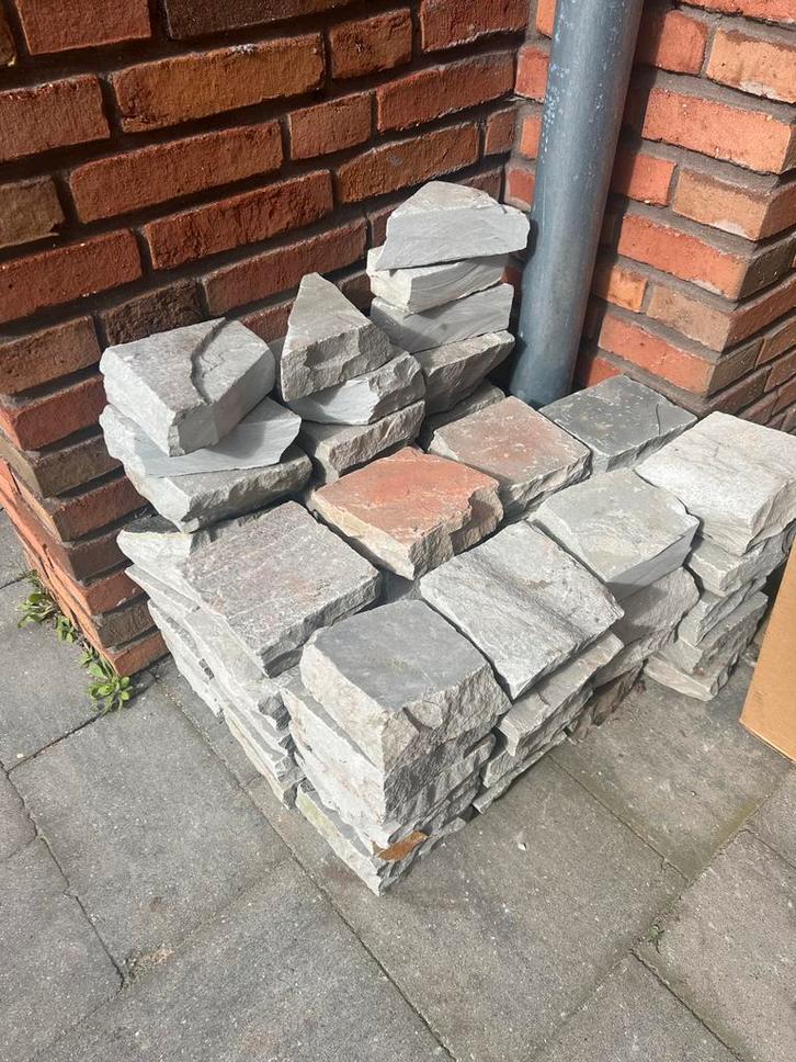 1m2 Kandla Grey Kinderkoppen 14x14 5-7cm dik, Tuin en Terras, Tegels en Klinkers, Gebruikt, Klinkers, Natuursteen, Minder dan 5 m²
