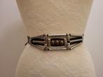 Vintage leren riem met metalen details., Kleding | Dames, 3 tot 5 cm, 90 tot 100 cm, Tailleriem, Ophalen of Verzenden