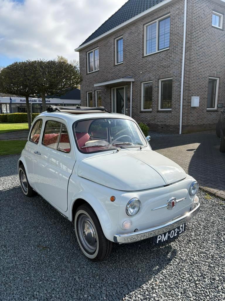 Fiat 500 F Oldtimer – Wit met Rode Bekleding – 500cc, Achterwielaandrijving, 250 kg, 514 kg, Wit