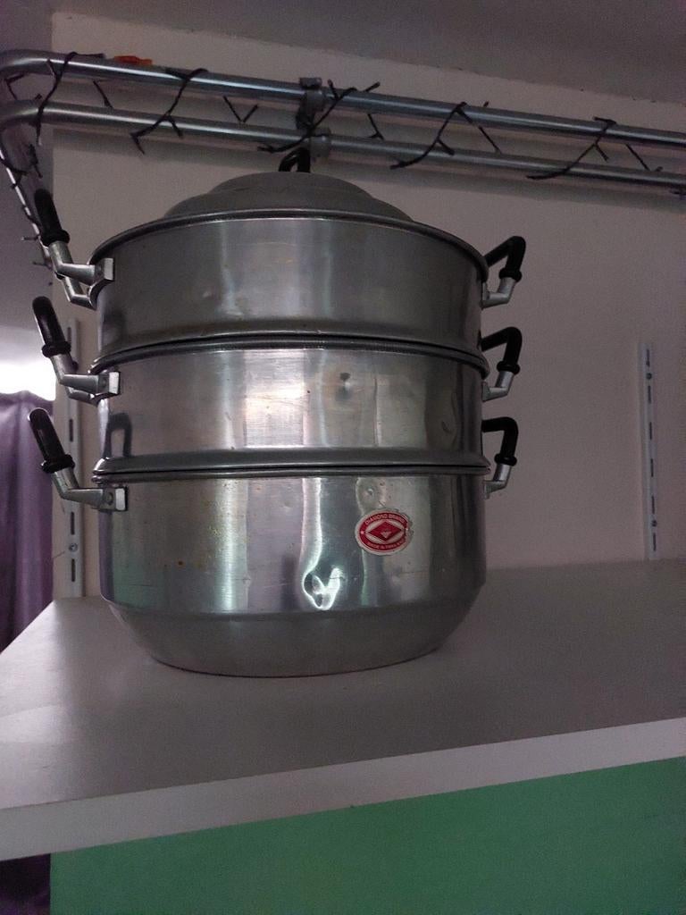 Grote Chinese Stoompan - 3 Lagen Aluminium, Huis en Inrichting, Keuken | Keukenbenodigdheden, Gebruikt, Overige typen, Metaal