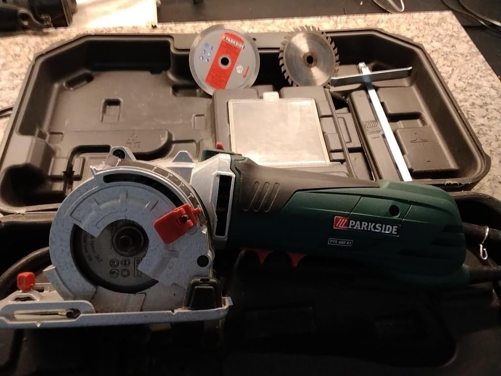 Parkside PTS 480 A1 Mini Cirkelzaag met Accessoires, Doe-het-zelf en Verbouw, Gereedschap | Zaagmachines, Ophalen, Minder dan 30 mm