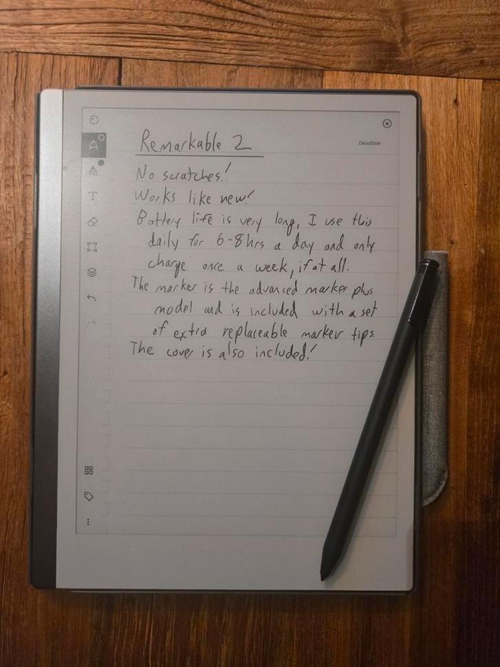 reMarkable 2 + Marker Plus + hoes + extra tips — z.g.a.n., Computers en Software, E-readers, Zo goed als nieuw, 10 inch of meer