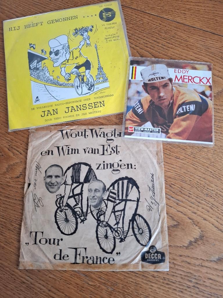 3  oude verzamelobjecten wielrennen / tour de France, Verzamelen, Ophalen of Verzenden, Gebruikt
