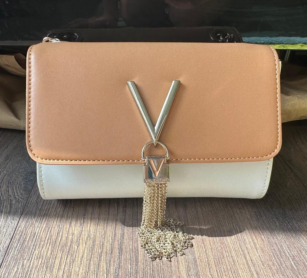 Valentino Bags beige wit schoudertas crossbody tas Divina, Ophalen of Verzenden, Nieuw, Beige, Leer