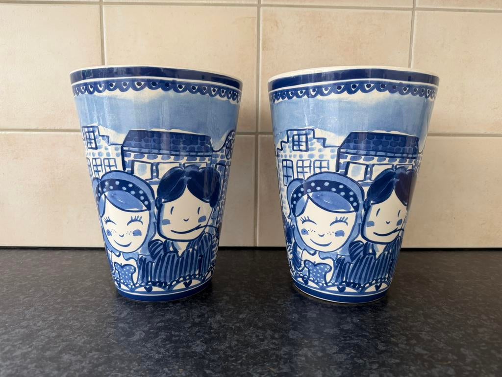 BLOND vazen 2x, Tuin en Terras, Bloempotten, Ophalen, Rond, Zo goed als nieuw, Aardewerk