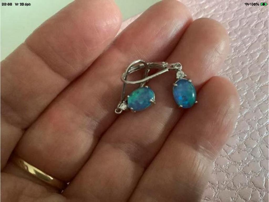 Mooi nieuw zilveren oorbellen Opaal en zirkoon , zilver 925, Sieraden, Tassen en Uiterlijk, Oorbellen, Hangers, Verzenden, Nieuw