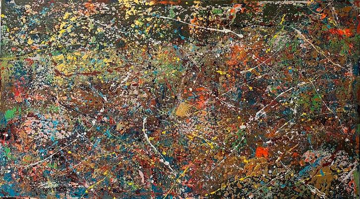 Valera- Kleurrijke abstract- Handgeschilderd- Uniek- XXL, Antiek en Kunst, Kunst | Schilderijen | Abstract, Ophalen of Verzenden