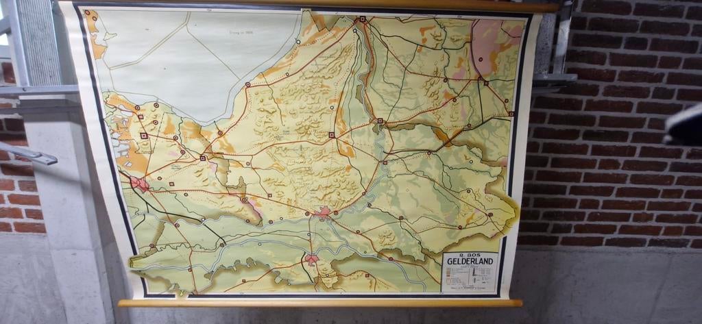 Mooie vintage Bos schoolkaart van Gelderland, Ophalen, Aardrijkskunde