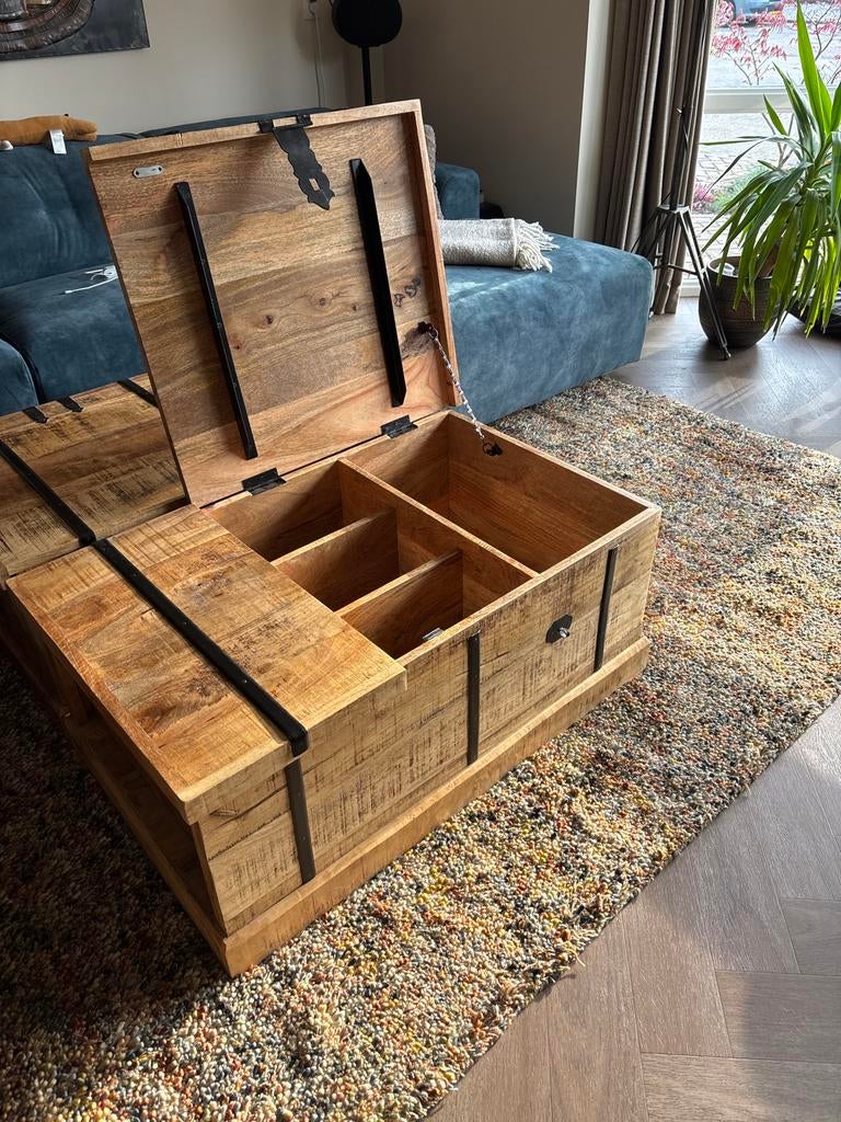 Salontafel Wijnrek Bodega Massief Mango Hout, Gebruikt, 50 tot 100 cm, Minder dan 50 cm, Rechthoekig