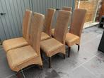 6 Riet Eetkamerstoelen - Origineel Loom Furniture, Huis en Inrichting, Stoelen, Ophalen, Gebruikt, Bruin, Riet of Rotan