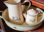 Antieke emaille waskom, waterkan en koffiekan, Ophalen of Verzenden