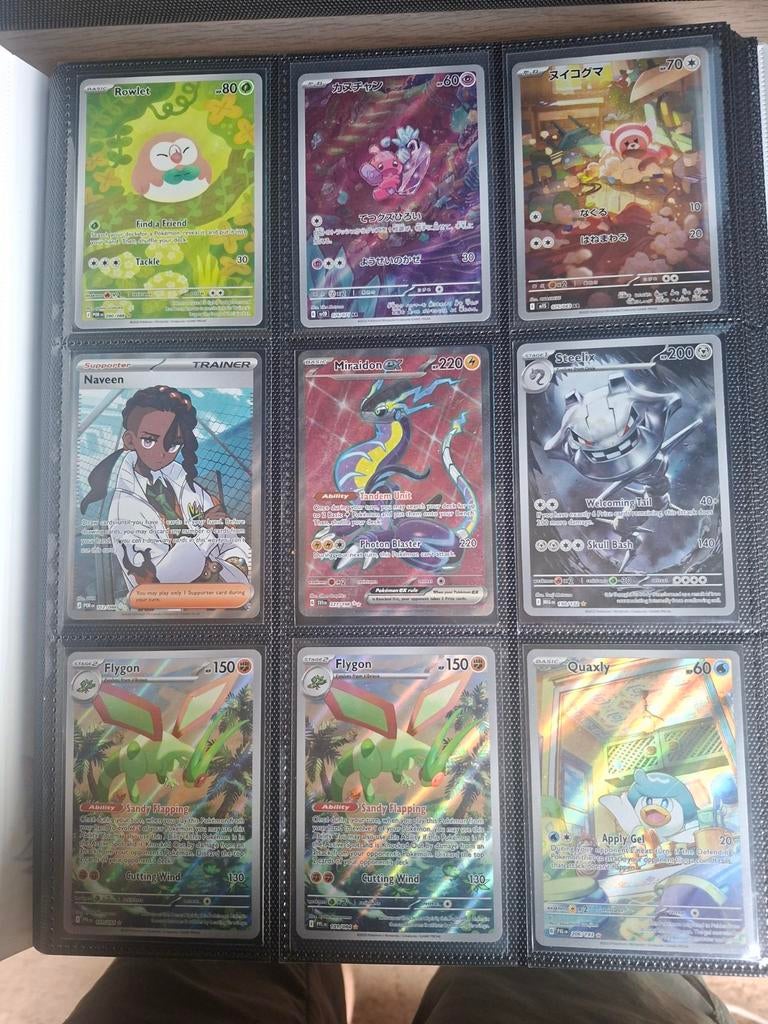 Pokémon kaarten: Rowlet, Miradon ex, Steelix, Flygon, Quaxly, Ophalen of Verzenden