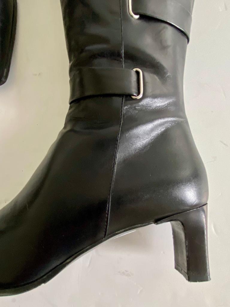 i655 Lilian: maat 39 hoge leren laarzen zwart leer schoenen, Hoge laarzen, Lilian, Zwart, Ophalen of Verzenden