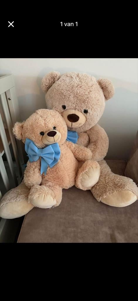 2 grote zachte beren met blauwe strik, Ophalen of Verzenden