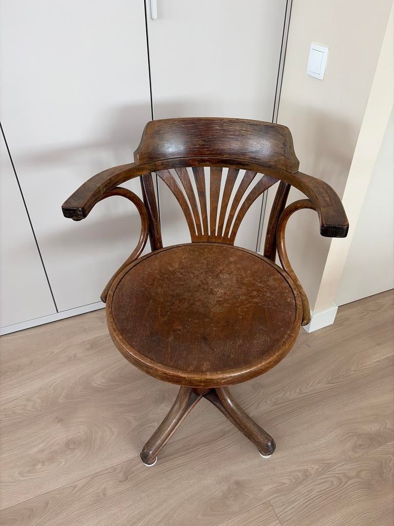 Antieke Thonet bureaustoel, draaibaar, Ophalen of Verzenden