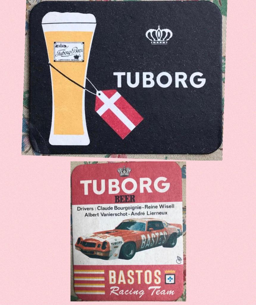 Tuborg Beer Bastos bierviltje - vintage - Tuborg beer, Ophalen of Verzenden, Zo goed als nieuw, Viltje(s), Overige merken