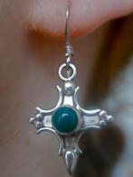 Zilveren 925 zilver oorhangers mooi bewerkt met groene onyx, Hangers, Verzenden, Nieuw, Met edelsteen