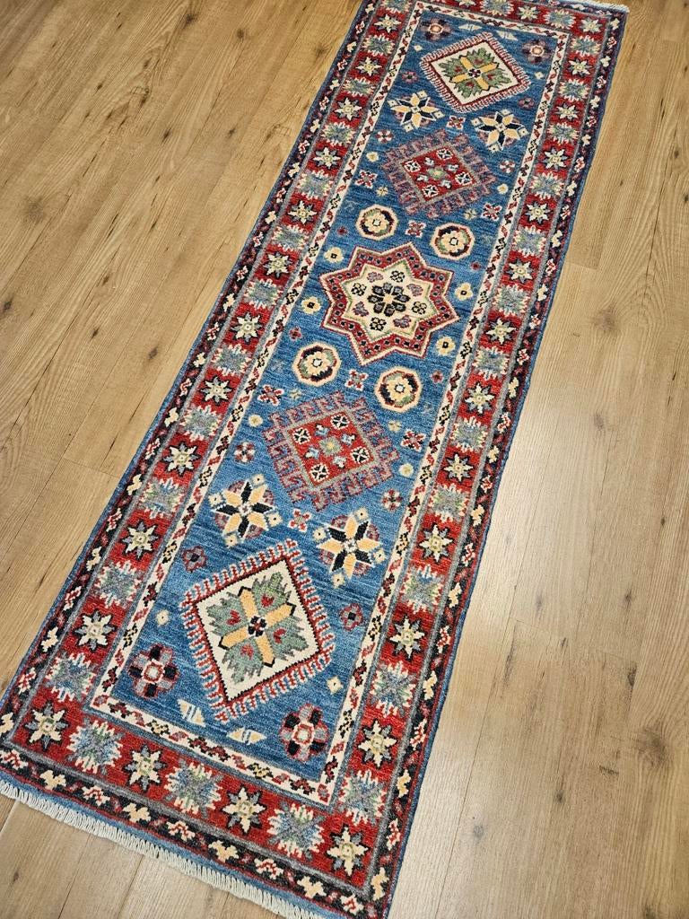 Handgeknoopt oosters tapijt loper kazak 186x60, Info@SlatsAntiek.nl, Crème, Perzisch, Vof Slats Antiek