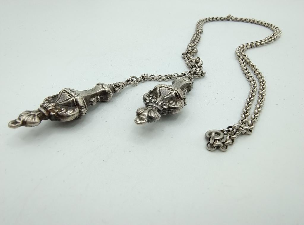 Zilveren jasseronketting met breipendoppen, 835, Met hanger, Info@zilverwebsite.nl, Verzenden, Zo goed als nieuw