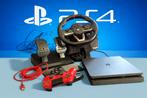 PlayStation 4 met stuur, pedalen en 2 controllers, Ophalen, Met 2 controllers, Slim, 500 GB