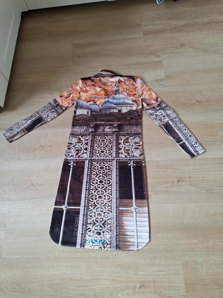 Jurk met supergave print maat S nwstaat, Kleding | Dames, Oranje, Ophalen of Verzenden, Zo goed als nieuw, Maat 36 (S)