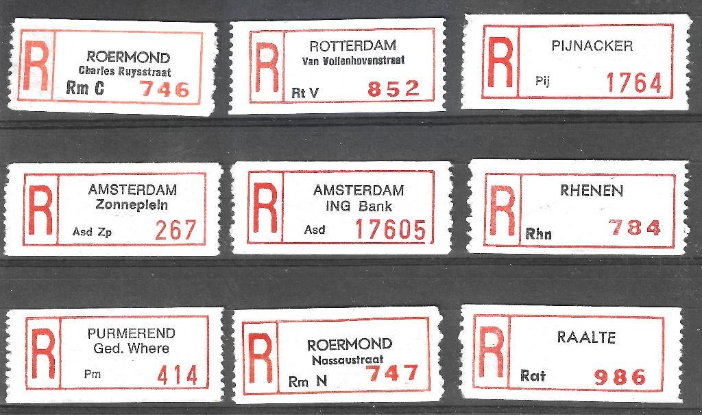 Nederland Aantekenstrookjes - 24, Postzegels en Munten, Postzegels | Nederland, Ophalen of Verzenden, Na 1940