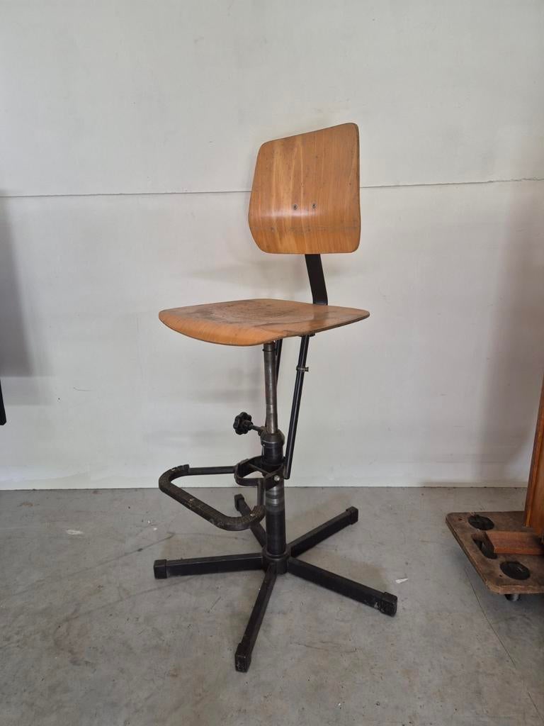 Vintage industriele laboratorium stoel tekenstoel, Ophalen, Gebruikt, Onbekend, Onbekend