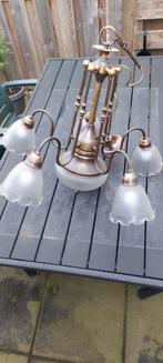 Antieke hanglamp met glazen kelken, Ophalen, Gebruikt, 50 tot 75 cm, Klassiek, Antiek, Vintage