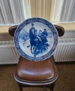 Delfts blauw wandbord met koets en paard, Ophalen of Verzenden
