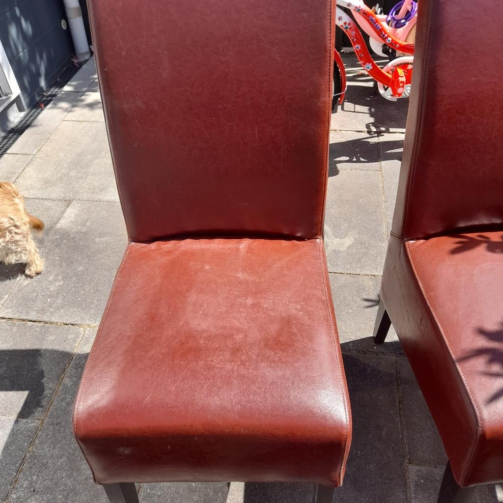 6 gebruikte eetkamerstoelen, Huis en Inrichting, Ophalen, Gebruikt, Bruin, Vijf, Zes of meer stoelen