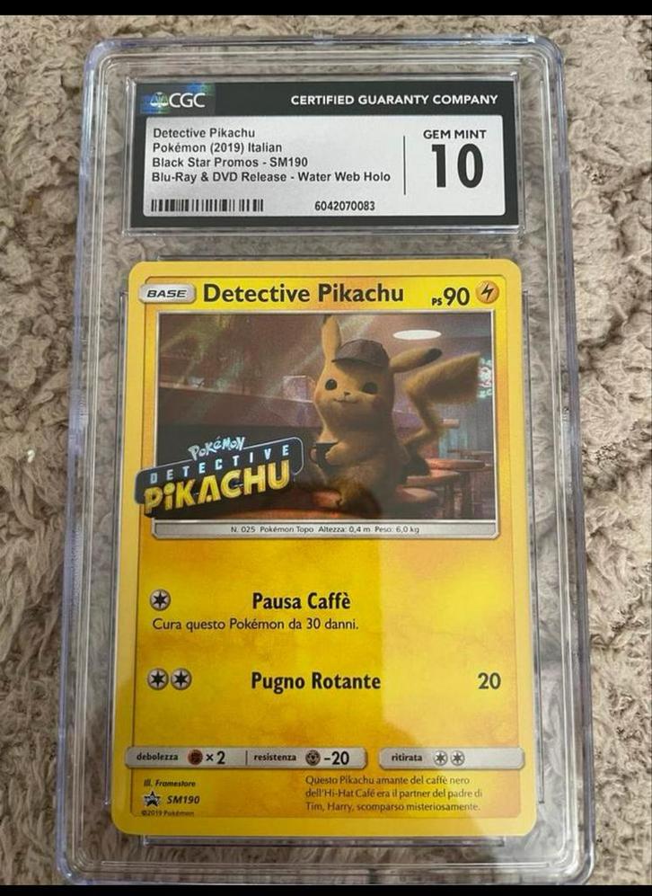 Detective Pikachu SM190 CGC 10 Ita, Hobby en Vrije tijd, Verzamelkaartspellen | Pokémon, Nieuw, Losse kaart, Ophalen of Verzenden