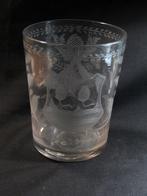 Druivenspoeler, gegraveerd glas, Zeeuws wapen, 1750. 863, Antiek en Kunst, Ophalen of Verzenden