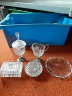 Suiker en melk kristal . Bon bon schaaltje. 2 doosjes., Antiek en Kunst, Antiek | Glas en Kristal, Ophalen of Verzenden