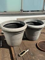 2 Grote XL plantenbakken betonlook per stuk, Kunststof, Gebruikt, Minder dan 60 cm, Rond