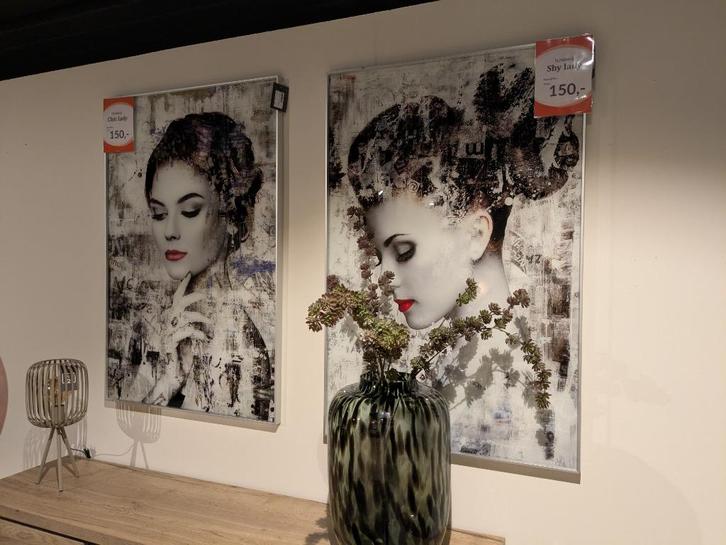 LAATSTE 2 NIEUWE WANDSCHILDERIJEN GLAS, Huis en Inrichting, Woonaccessoires | Wanddecoraties, Nieuw, Ophalen