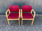 Vintage Deense stoelen beukenhout met stof, Huis en Inrichting, Stoelen, Ophalen, Hout, Gebruikt, Vintage