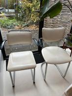 2x Gispen stoel, jaren '50/'60, wit skai, Huis en Inrichting, Stoelen, Ophalen, Gebruikt, Twee, Wit