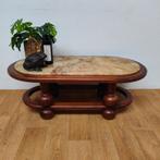 Vintage Houten salontafel met onyx marmeren blad 511, Huis en Inrichting, Valkenswaard, Gebruikt, 100 tot 150 cm, Info@flashbackfurniture.nl