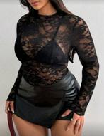 Sexy Plus-Size Kante Lange Mouw Manchet T-shirt!!, Ophalen of Verzenden, Nieuw, Zwart, Blouse of Tuniek