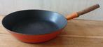 Crueset hoge gietijzeren steel-/koeken-/hapjespan maat 28, Ophalen of Verzenden, Gebruikt, Gietijzer, Koekenpan of Braadpan