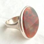 Zilveren design ring Jaspis of Agaat / Scandinavisch ?, 18 tot 19, Gebruikt, Ophalen of Verzenden, Dame of Heer