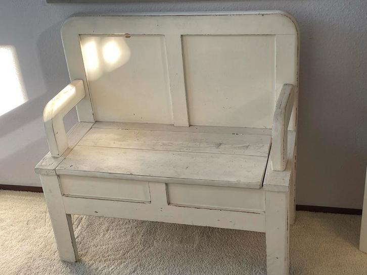 Houten bankje met opbergruimte, Antiek en Kunst, Antiek | Meubels | Stoelen en Banken, Ophalen
