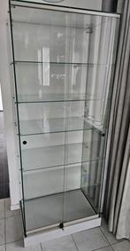 Glas vitrine met 5 glasplaten schuifdeuren en slot, Huis en Inrichting, Kasten | Vitrinekasten, Ophalen, 150 tot 200 cm, 25 tot 50 cm