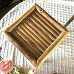 Bijzettafeltje boho bamboe vintage, Huis en Inrichting, Ophalen of Verzenden, 25 tot 50 cm, Rond, Minder dan 50 cm