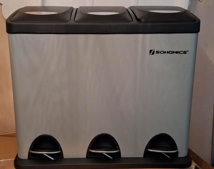 Afvalbak - Songmics - 54 Liter, Huis en Inrichting, Woonaccessoires | Prullenbakken, Zo goed als nieuw, Metaal, 50 tot 75 cm, 40 liter of meer