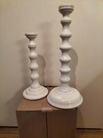 Set Witte Houten Kandelaars, 25 tot 50 cm, Wit, Ophalen of Verzenden, Zo goed als nieuw